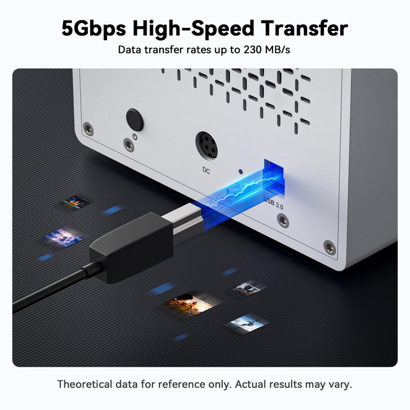 Yottamaster يُوتا ماستر حاوية قرص صلب خارجي 5 باي، ألومنيوم USB3.0 حاوية HDD بحجم 3.5 بوصة للقرص الصلب SATA بحجم 3.5 و 2.5 بوصة/SSD، تدعم 90TB(5x18TB) تخزين متصل مباشر DAS، غير RAID [PS500U3] - Image 4